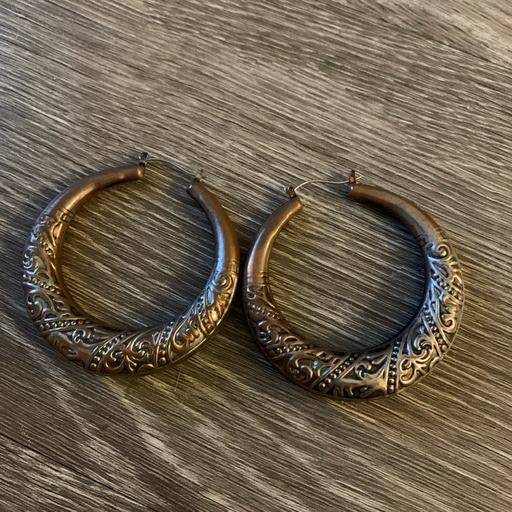 Copper embellished hoop earrings